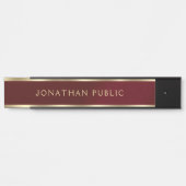 Black & Gold Text Home Office School Business Türschild (Vorderseite )