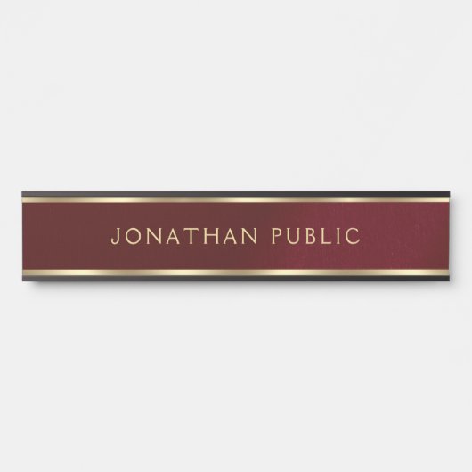 Black & Gold Text Home Office School Business Türschild (Vorderseite )