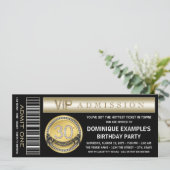 Black Gold Ticket 30. Geburtstag Party Einladungen (Stehend Vorderseite)