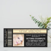 Black Gold Ticket Einladung zum Geburtstag (Stehend Vorderseite)