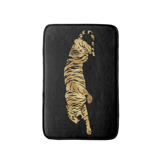 Black & Gold Tiger Bath Mat Badematte (Vorderseite Vertikal)