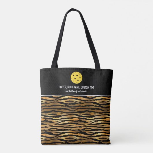 Black Gold Tiger Print Custom Pickleball Paddel Tasche (Rückseite)