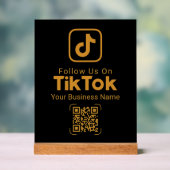 Black Gold TikTok QR Code Business Name Follow Us Acrylschild (Neutral)