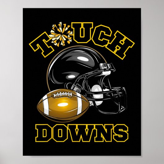 Black Gold Touchdown Day Football Game High School Poster (Vorne)