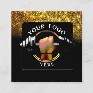 Black Gold Trainer Social Media Business Card Quadratische Visitenkarte