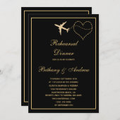 Black Gold Travel Wedding Probe Dinner Einladung (Vorne/Hinten)