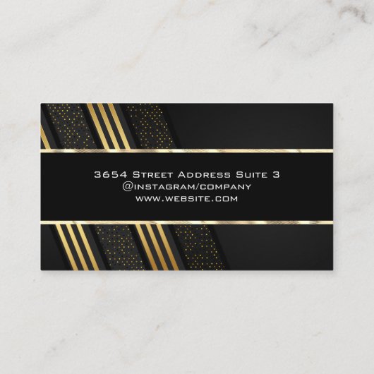 Black Gold Trim Striping und Metallic Visitenkarte (Rückseite)