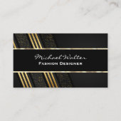 Black Gold Trim Striping und Metallic Visitenkarte (Vorderseite)