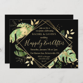 Black & Gold Tropical Elopement Empfang Einladung