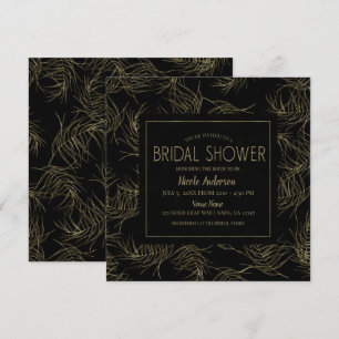 Black & Gold Tropical Glam Blätter Brautparty Einladung