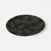 Black & Gold Tropical Glam Blätter Chic Wedding Pappteller (Schrägansicht)