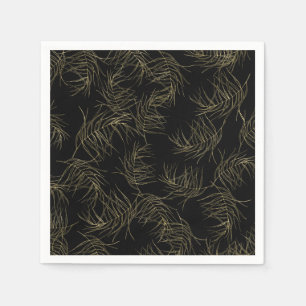 Black & Gold Tropical Glam Blätter Chic Wedding Serviette