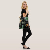 Black Gold Tropical Island Floral Monogram Script Tasche (Am Model)