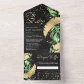 Black Gold Tropical Monstera Palm Baby Dusche All In One Einladung (Innen Boden)
