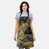 Black Gold Tropical Palm Blätter Schürze (Getragen)