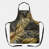 Black Gold Tropical Palm Blätter Schürze (Vorderseite)