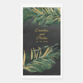 Black & Gold Tropical Palm Wedding Serviette (Vorderseite)