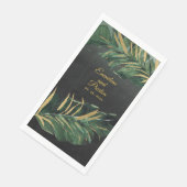 Black & Gold Tropical Palm Wedding Serviette (Ecke)