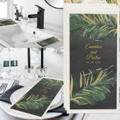 Black & Gold Tropical Palm Wedding Serviette