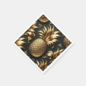 Black & Gold Tropical Pineapse Luxuriöse Hochzeit Serviette (Ecke)