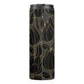 Black Gold Tulips: Luxuriöses Blumenmuster Thermosbecher (Rückseite)