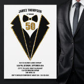 Black Gold Tuxedo 50th Birthday Party Einladung