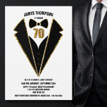 Black Gold Tuxedo 70th Birthday Party Einladung<br><div class="desc">Celebrate your 70th birthday in style and einladung your friends and loved ones to your birthday celebration with this black and gold tuxedo einladung.</div>