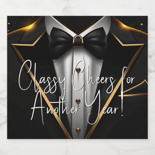 Black Gold Tuxedo Champagne Label Schaumweinetikett (Einzelnes Label)