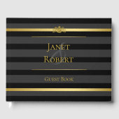 Black Gold Tuxedo Streifen formale Hochzeit Custom Gästebuch (Vorderseite)