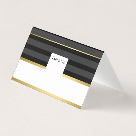 Black Gold Tuxedo Stripe Guest Tischnummer Card (Vorderseite)
