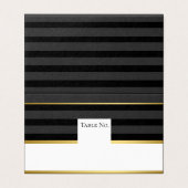 Black Gold Tuxedo Stripe Guest Tischnummer Card (Außenseite Aufgefaltet)