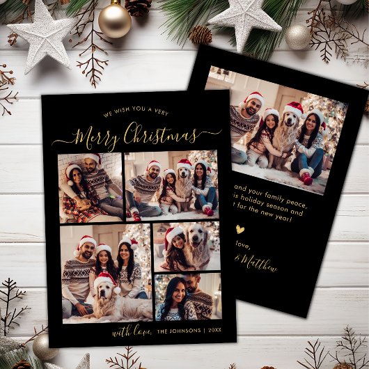 Black Gold Typografie 5 Foto Collage Weihnachten