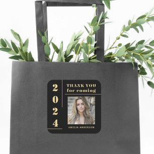 Black Gold Typografy Foto Abschluss Vielen Dank Quadratischer Aufkleber