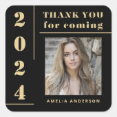 Black Gold Typografy Foto Abschluss Vielen Dank Quadratischer Aufkleber (Vorderseite)