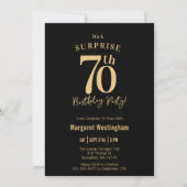 Black Gold Typography Surprise 70th Birthday Einladung (Vorderseite)