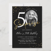 Black Gold Überraschung 50. Geburtstag Foto Einlad Einladung (Vorderseite)