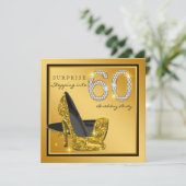 Black Gold Überraschung 60. Geburtstagsparty Einladung (Stehend Vorderseite)