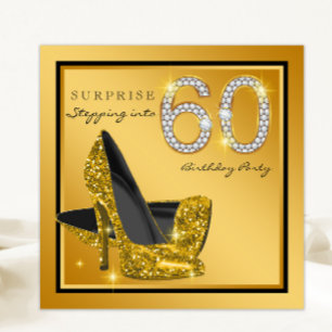 Black Gold Überraschung 60. Geburtstagsparty Einladung