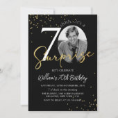 Black Gold Überraschung 70. Geburtstag Foto Einlad Einladung (Vorderseite)