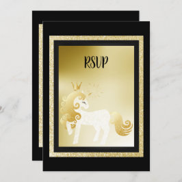 Black Gold Unicorn Birthday Party UAWG Einladung