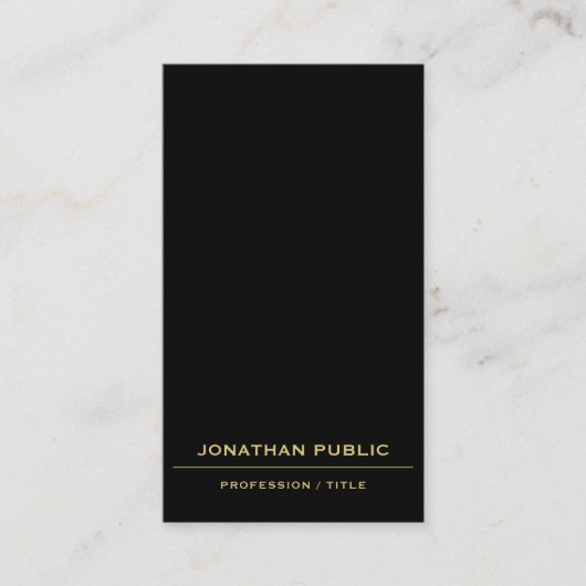 Black & Gold Upload Your Logo Here Custom QR Code Visitenkarte (Vorderseite)