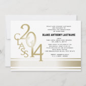 Black Gold Varsity Stripe Graduate Tri Foto 2014 Einladung (Rückseite)