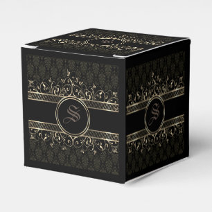 Black & Gold Verziert Gothic Mit Monogramm Gevor B Geschenkschachtel