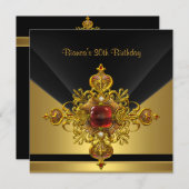 Black Gold Verziert Jewel 30. Geburtstag Party Einladung (Vorne/Hinten)