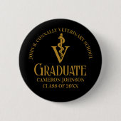 Black Gold Veterinary School Graduation Party Button (Vorderseite)