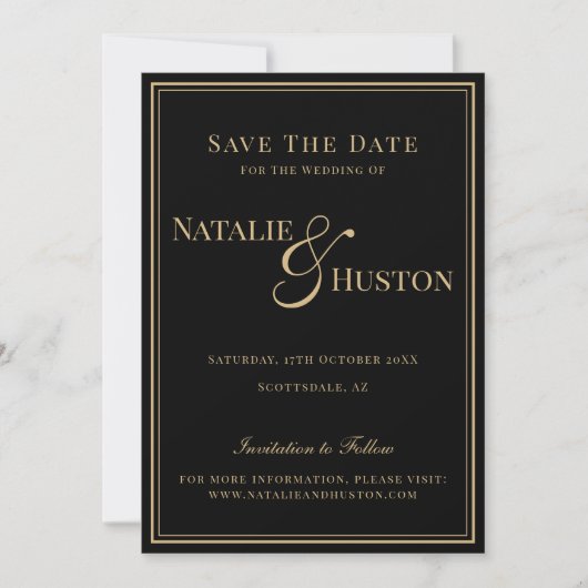 Black Gold Victorian Personalized Wedding Save The Date (Vorderseite)