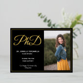 Black Gold Vielen Dank Foto PhD Abschluss Folieneinladung (Stehend vorne)