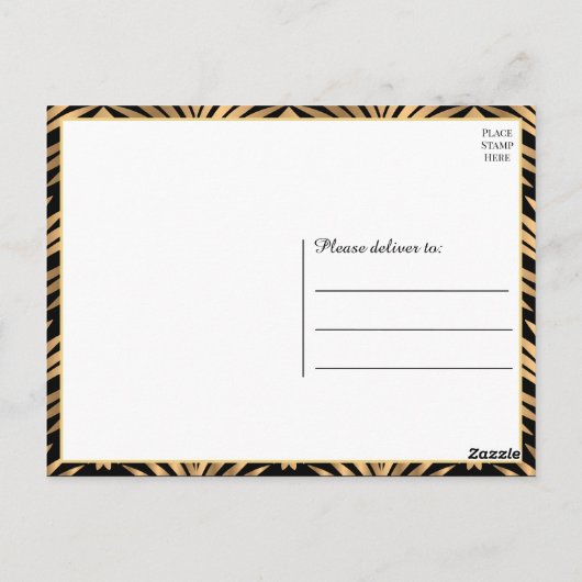 Black Gold Vielen Dank Gatsby Black Art Deco Hochz Postkarte (Rückseite)
