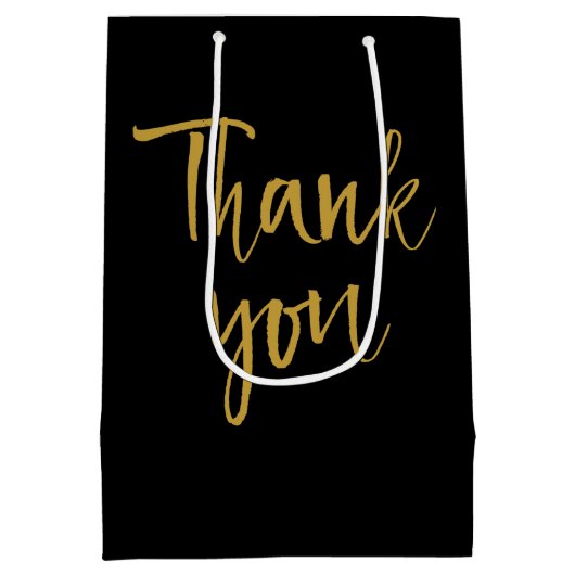 Black & Gold Vielen Dank Mittlere Geschenktüte (Rückseite)