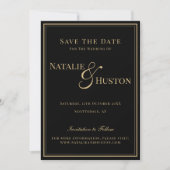 Black Gold Viktorianische Personalisierte Hochzeit Save The Date (Vorderseite)